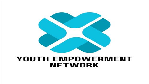 Cross made of light blue and dark blue lines  with Youth empowerment in text below